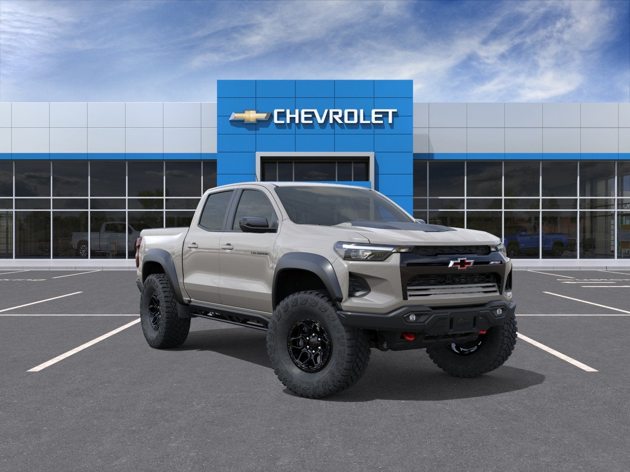 2026 Chevrolet Colorado ZR2 in White Sands — front three-quarter view