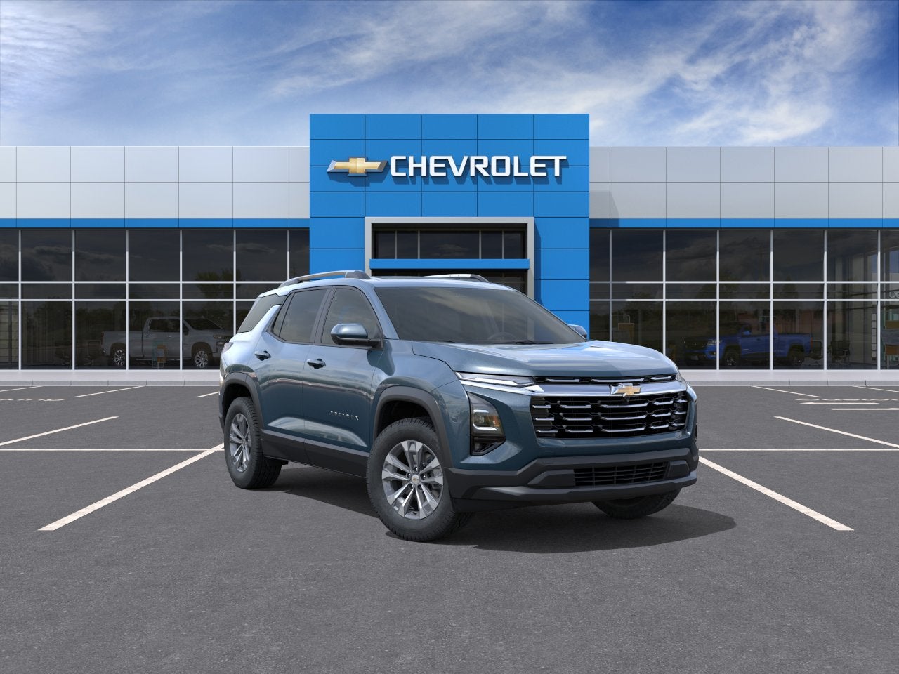 2026 Chevrolet Equinox LT in Lakeshore Blue Metallic — front three-quarter view